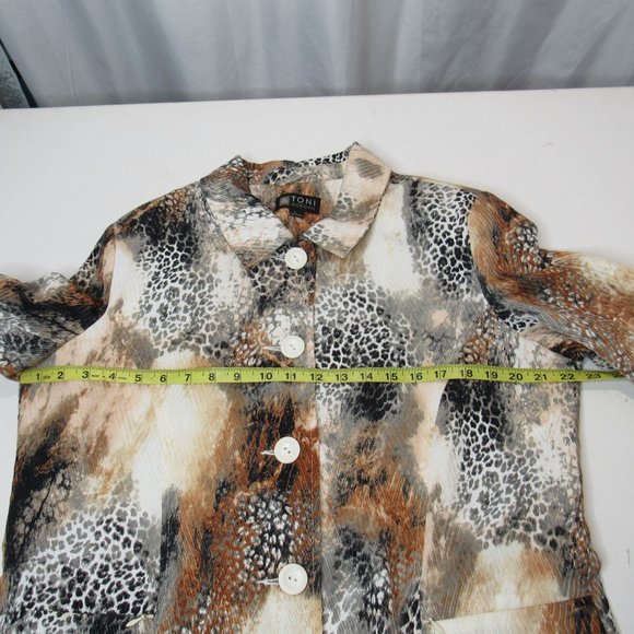 Toni Morgan Women's Button Up Blazer Jacket Cheetah/Leopard Print Size L - Picture 9 of 11